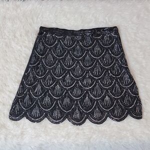 Blue Rain Elegant Black and Silver Sequin Mini Skirt